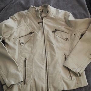 Jou-jou Moto jacket, ivory vinyl, lined